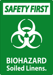 Wall Mural - Biohazard Safety First Label Biohazard Soiled Linens