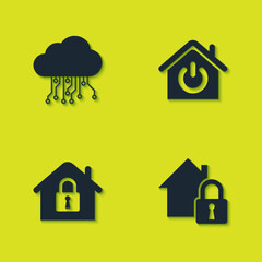 Canvas Print - Set Internet of things, House under protection, and Smart home icon. Vector