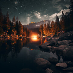 Wall Mural - Beautiful landscape of meteor lake