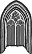 Geometrical decorated gothic window tracery with archivolt stylized drawing. Architectural element; medieval cathedral arches; vector