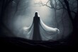 A stunning female ghost in a wedding dress. Created with Generative Ai technology.