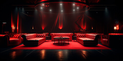 VIP room in a night elite club in red tones