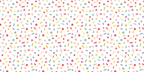 Dotted Seamless Pattern with Color Sprinkles. Colorful Vector Carnaval Confetti Texture. Cake, Ice Cream and Donut Topping Illustration. Funny Kid Festival Background