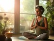 © jose - older Latina woman meditating in yoga pose