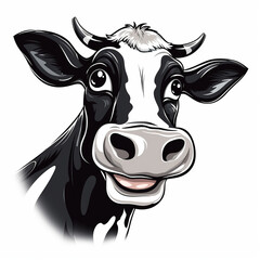 Wall Mural - portrait of a cartoon cow isolated on white 