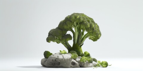 Canvas Print - picture of raw broccoli on a white backdrop