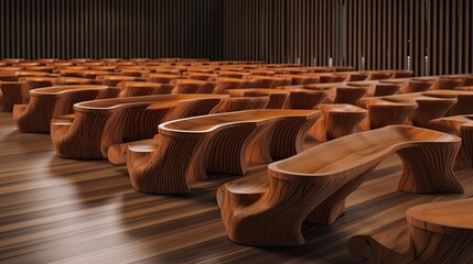 Sticker - University lecture seats and tables. made using generative AI tools