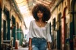 © nuclear_lily - Portrait of afro american woman at summer walking enjoy.