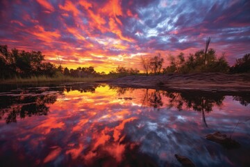 Sticker - A stunning sunset with a twilight-colored sky and clouds serves as the inspiration for the notion of a multicolored sky.