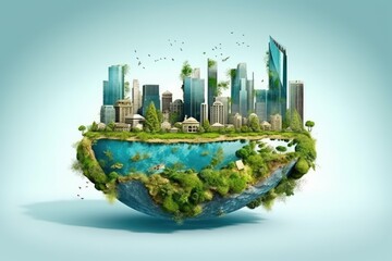 Wall Mural - Modern corporations may lawfully pursue sustainable development goals. Theorem of green technology. Natural beauty preservation, environmental protection, and ecology are all vital principles.