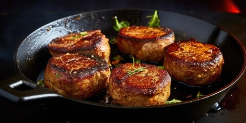 Poster - Spice-seasoned and frying pan-cooked mutton cutlets. top down horizontal lie