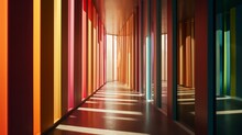 Abstract Architecture Neon Colored Modern Architecture Hallway Corridor | AI Generated 