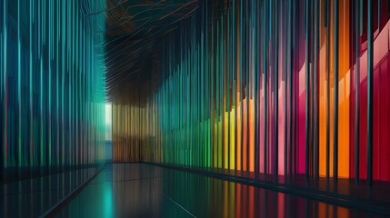 abstract architecture neon colored modern architecture hallway corridor | AI Generated 