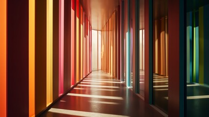 abstract architecture neon colored modern architecture hallway corridor | AI Generated 