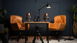 © redflower - Studio interior for podcast and interview with two chairs