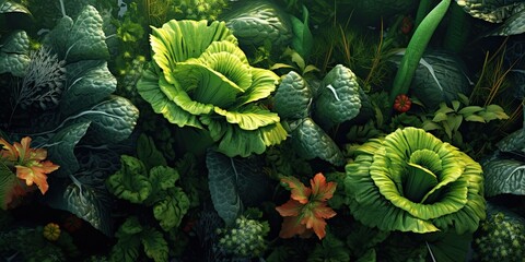 Wall Mural - with leafy greens and Halyomorpha halys. made using generative AI tools