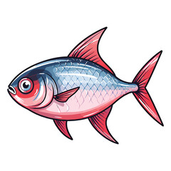 Sticker - Mesmerizing Aquatic Art: Illustration Featuring the Fish Bleeding Heart Tetra