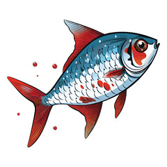 Wall Mural - Mesmerizing Aquatic Art: Illustration Featuring the Fish Bleeding Heart Tetra
