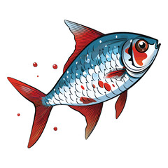 Poster - Mesmerizing Aquatic Art: Illustration Featuring the Fish Bleeding Heart Tetra