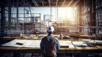 Engineer Architect Construction Site Planning Concept, generative ai