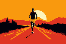 Hand-drawn Cartoon Cross Country Runner At Track Flat Art Illustrations In Minimalist Vector Style