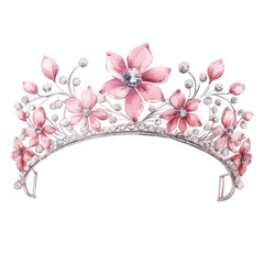 Wall Mural - an exquisite wedding tiara in watercolor style isolated on a transparent background, generative ai