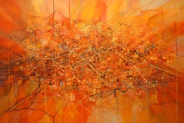 Wall Mural - Million Shades of Orange Lines, Ideal for Graphic Design, Artistic Concepts, and Modern Visual Representations. Generative AI