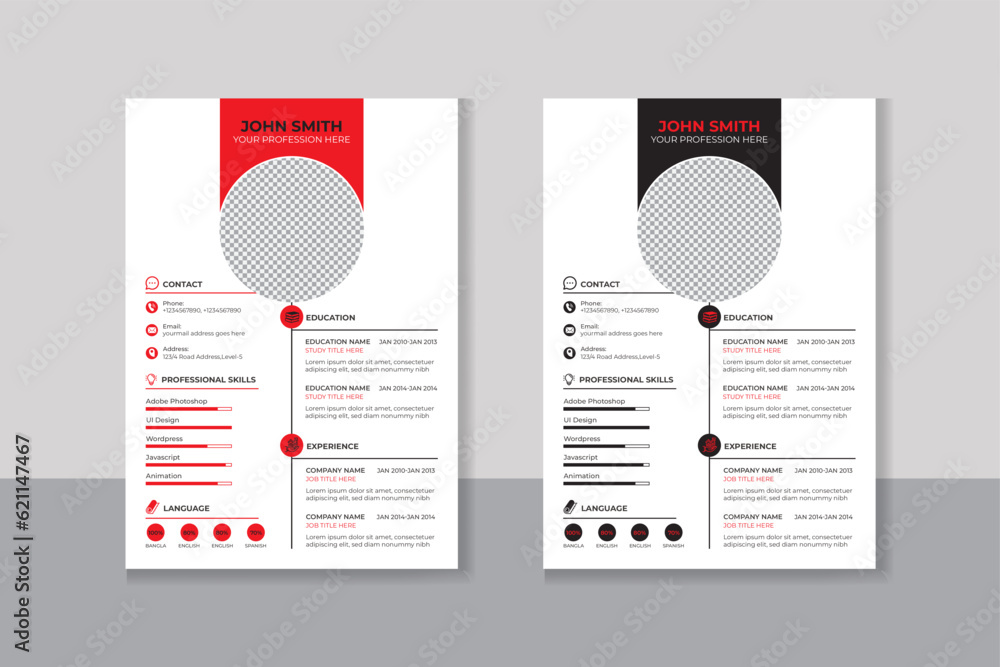 Professional CV resume template design Stock Vector | Adobe Stock
