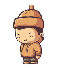 Poster - A cute cartoon boy in winter clothes