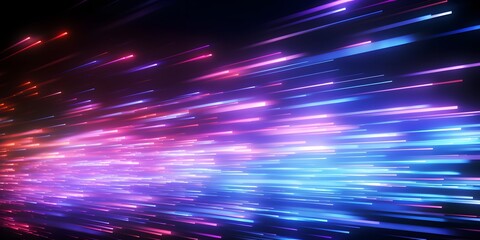Wall Mural - abstract neon background. pink blue glowing lines, speed of light, meteor shower. digital wallpaper,