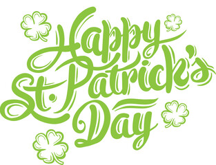 Wall Mural - digital png illustration of st patrick's day text on transparent background