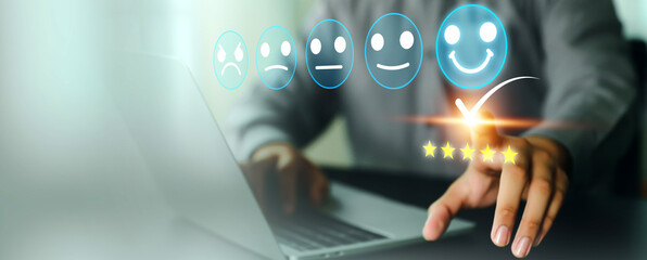 Poster - Customer service satisfaction survey feedback for business review rating and best service or finance digital marketing poll or user comment concepts.