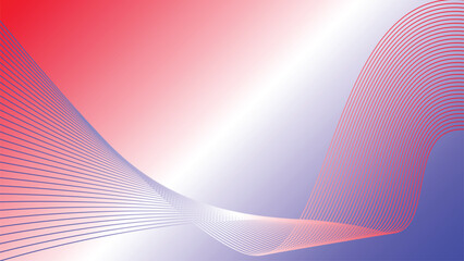 Wall Mural - abstract tech wavy lines red white blue tricolor flag gradient background