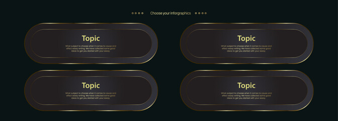 4 Luxury  multipurpose Infographic buttons and Four Golden buttons template with option and Premium gold elegant buttons