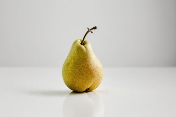 Wall Mural - fresh ripe pear on a clean white table. Generative AI