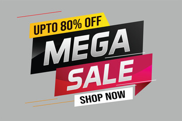 mega sale word concept vector illustration with lines and 3d style, landing page, template, ui, web,