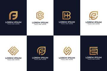 Wall Mural - Abstract logo design collection with golden gradient