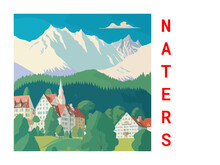 Naters: Vintage Artistic Travel Poster With A Swiss Scenic Panorama And The Title Naters