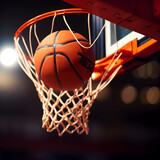 Fototapeta Sport - basketball hoop and ball in the basket ,Generative Ai