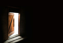 Old Open Grunge Wooden Door