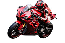 A Vibrant Red Racing Motorcycle On A Transparent Background, Generative Ai