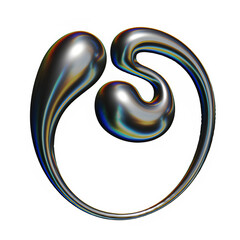Letter O Liquid Chrome Metal, 3d Realistic Futuristic Font Melted