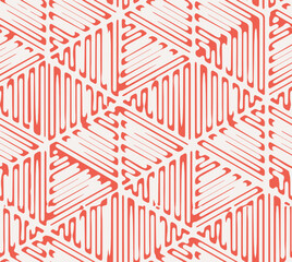 Wall Mural - abstract modern radiant red hand drawn geometric line, stripe triangles seamless pattern design for 