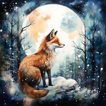 Fox In The Night Flowers