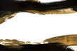 ゴールドの筆の装飾と動き、飛沫を表現した黒ベースの和風ゴージャス背景素材