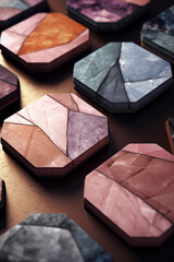 Poster - A set of geometric-shaped coasters made of marble or acrylic, adding a touch of geometric elegance to any tabletop.  Generative AI technology.