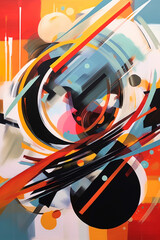 Leinwandbilder - An abstract print created using monotype or screenprinting techniques, featuring bold and expressive lines, shapes,  Generative AI technology.