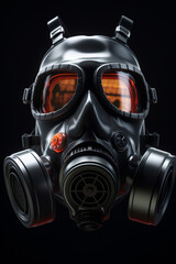 Fototapete - A conceptual image of a gas mask in a pristine and sterile environment, reflecting themes of isolation, contamination, or the fragility of human existence.  Generative AI technology.