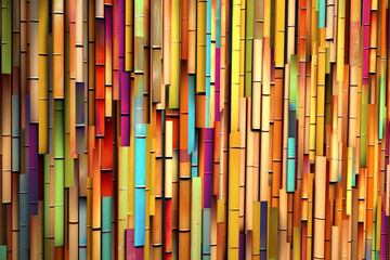 Poster - An image featuring abstract bamboo motifs, with vertical lines and soothing colors. Generative AI technology.