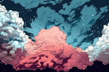 Sticker - serene night sky with swirling clouds and twinkling stars. Generative AI